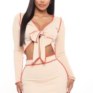 Fashion Nova Cream and Red Dress